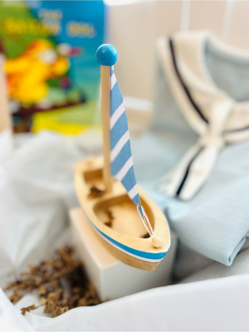 Baby Boy Nautical Gift Box 12M Sailor Outfit Lenox Bear Book Sailboat - Picture 14 of 16